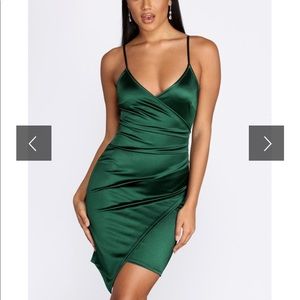 Emerald Silk Wrapped Dress